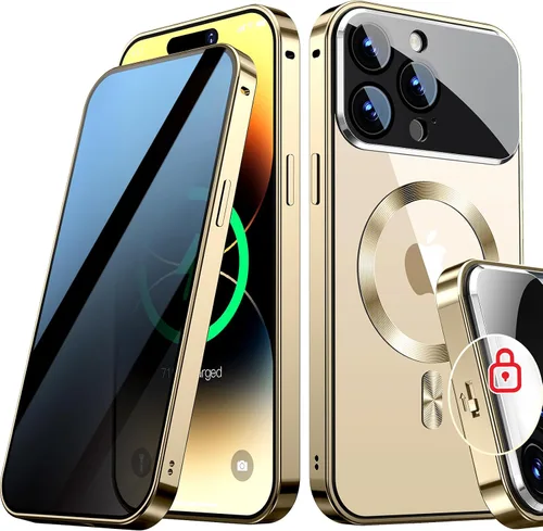 Vista 22 de Funda magnética de privacidad para iPhone 13 Pro, protección completa de la cámara, color negro [Mechanical Lock][Compatible with MagSafe]
