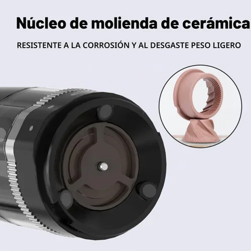 Vista 5 de Molinillo de café, molinillo de granos de café portátil eléctrico, molinillo de rebabas ajustable con 5 ajustes precisos de molienda para verter
