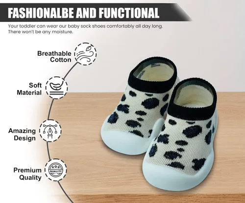 Vista 2 de Zapatos de bebé para niños y niñas, zapatos de primera caminata, antideslizantes, suela suave, zapatos de calcetín para bebés