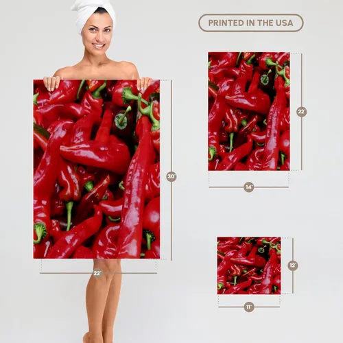 Vista 6 de 3dRose Pimientos rojos picantes - Chile, chile, chile, chile, chiles,... - Toallas (twl-46856-1)