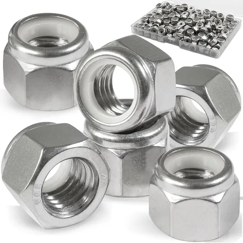 Vista 20 de Paquete de 20 tuercas de bloqueo de 1/2"-13 pulgadas, tuercas de bloqueo de acero inoxidable 304 (A2-70) con inserto de nailon, tuercas de bloqueo