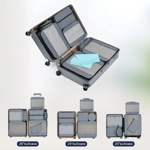 Vista 8 de Easortm - Cubos de equipaje para maletas, organizadores de maleta para artículos esenciales de viaje, organizador de equipaje con bolsa