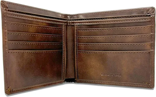 Vista 2 de LaserGram Billetera biplegable, rana de árbol, grabado personalizado incluido, Rústico con oro, Casual