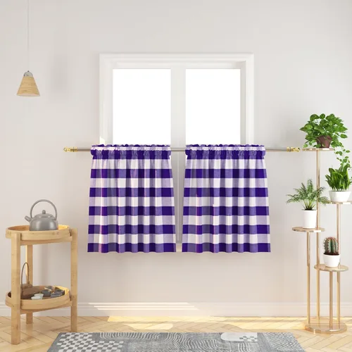 Vista 130 de Cenefas de cortina para ventana de 16 pulgadas de largo, 2 paneles de cuadros búfalo, cortinas pequeñas con bolsillo para barra, estilo clásico