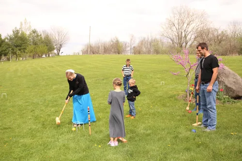 Vista 4 de Family Tradition - Juego de croquet de madera para 8 jugadores con bolsa de transporte