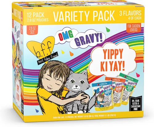 Vista 21 de Weruva B.F.F. OMG - Best Feline Friend Oh My Gravy!, Booya! - Alimento para gatos con carne de res y pollo en salsa, bolsa de 2.8 onzas