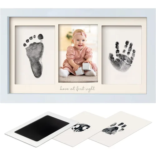 Vista 12 de Kit de manos y huellas sin tinta, recuerdo para niños, niñas, recién nacidos, almohadilla de tinta sin desorden para huellas de manos de bebé, kit