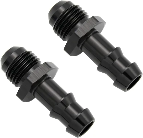 Vista 12 de Negro recto aluminio 4AN macho Flare a 1/4 "(6.3mm) Barb Push Hose Barb Fitting Adapter