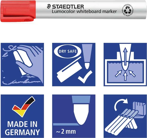 Vista 6 de Staedtler 351WP6 - Marcador de pizarra blanca con punta de bala, paquete de 6
