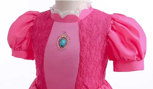 Vista 7 de Disfraz de princesa melocotón para niñas, disfraces de Halloween, disfraz de cosplay con accesorios, 2T-10T