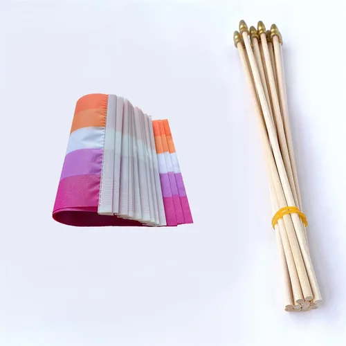Vista 3 de TSMD Sunset Lesbian Les Pride Stick Flag - Mini banderas de mano LGBT arco iris, 5 x 8 pulgadas, paquete de 12