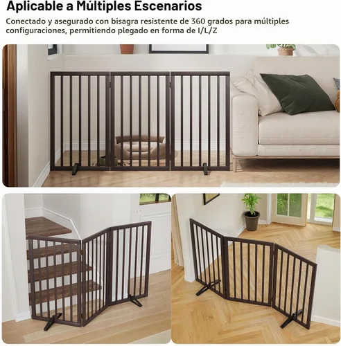 Vista 4 de Puerta para perros de 32 pulgadas de alto, puerta independiente para perros, para escaleras, puerta plegable para mascotas para perros