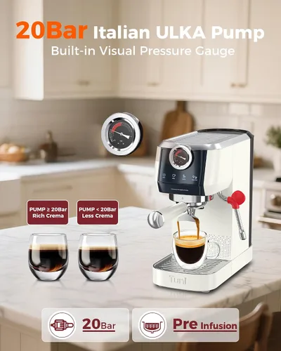 Vista 5 de Máquina de Espresso Tuni E2 de 58mm - Caldera Dual (Espumado de Leche Inmediato) Control de Temperatura PID NTC Bomba ULKA de 20 Bar Cafetera