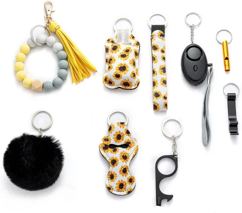 Vista 2 de Juego de llaveros para mujer, llavero de cuentas, pulsera, juego completo de llaveros, accesorios de bálsamo labial, llavero sin contacto