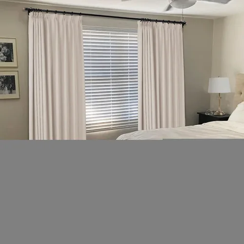 Vista 2 de Frelement Cortinas opacas de lino natural, paneles de cortinas plisadas para sala de estar, cortinas con aislamiento térmico, 52 pulgadas de ancho x