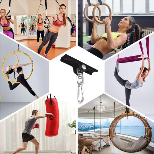 Vista 5 de Colgador de saco de boxeo pesado, gancho de viga de madera para colgar bolsas pesadas, soportes giratorios de 360° para entrenamiento de boxeo, Muay