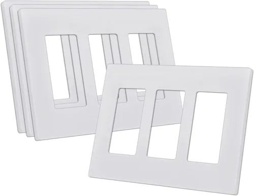 Vista 27 de CML Placa de Pared Decorativa Negra de 4 Posiciones Sin Tornillos, Paquete de 4 Placas de Interruptor de Luz y Cubierta Frontal para Receptáculo