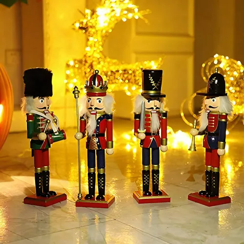 Vista 5 de Adorno de cascanueces de madera O-Toys, decoración navideña, figuras, juguetes de marionetas, regalos de navidad, decoración del hogar