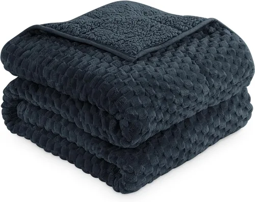 Vista 14 de Mr. Sandman Mantas con peso para adultos, tamaño matrimonial, 10 libras, manta cálida de forro polar Sherpa para dormir y calmar, manta de cama