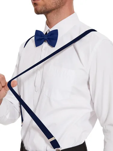 Vista 83 de habibee Color sólido para hombre en forma de Y con clips fuertes tirantes ajustables