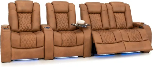 Vista 85 de Seatcraft Asiento de cine en casa Diamante Marrón Reclinable Individual