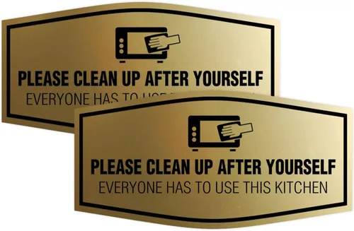 Vista 15 de Signs ByLITA Fancy Please Clean Up After Yourself Everyone Has To Use This Kitchen Sign (Negro) - Pequeño