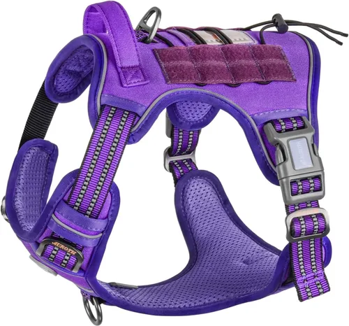 Vista 63 de Auroth - Arnés táctico para perros pequeños y medianos, sin tirones, arnés ajustable para mascotas, reflectante, K9, entrenamiento, trabajo