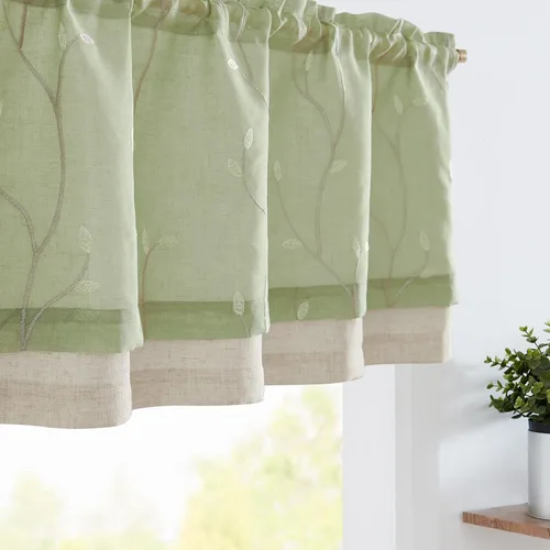 Vista 11 de Jinchan - Cenefa con volantes para cocina, cenefa de lino arrugado y cruzado, estilo shabby chic de casa de campo y cabaña, para sala de estar