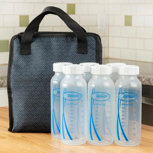 Vista 5 de Dr. Brown's Tapones de almacenamiento/viaje estrechos para biberones anticólicos Options+ para bebé, se ajusta a 8 oz/250 mL y 4 oz/120 mL, sin BPA