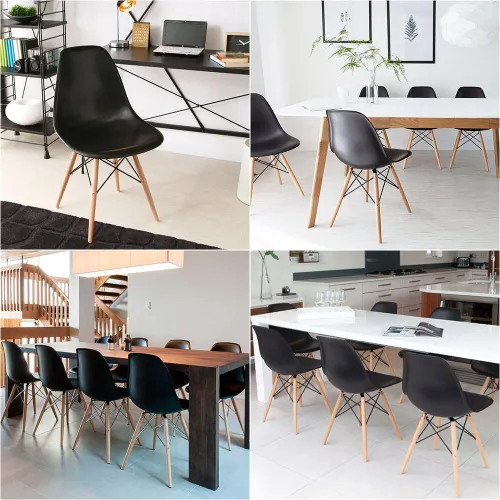 Vista 4 de Furmax Silla de comedor de estilo moderno, silla DSW moderna de mediados de siglo, silla de plástico Shell Lounge para cocina, comedor, dormitorio