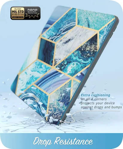 Vista 4 de i-Blason Cosmo - Funda para iPad de 9ª/8ª/7ª generación, iPad 10.2 (2021/2020/2019), triple pliegue de cuerpo completo con protector de pantalla Azul