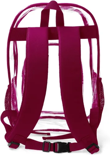 Vista 8 de Ceruyua Gabby's - Mochila transparente de PVC a la moda, bonita mochila transparente para eventos en estadios y viajes, 17 pulgadas, Rojo