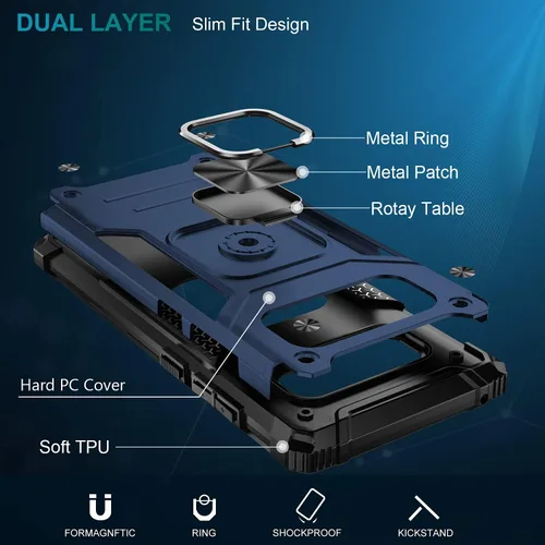 Vista 2 de IKAZZ Funda para Galaxy Note 9, TPU suave y flexible de doble capa y policarbonato duro, antideslizante, de cuerpo completo, resistente, funda Azul