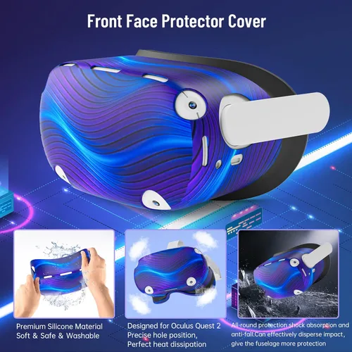 Vista 2 de Accessories for Oculus Quest 2All in One VR Headset Silicone Face CoverVR Shell CoverQuest 2 Touch Controller Grip CoverProtective Lens