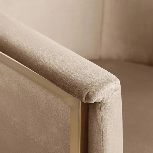 Vista 8 de Meridian Furniture 758Beige-C Tierra Collection Modern Silla de comedor tapizada contemporánea con lujoso terciopelo beige, acabado de latón