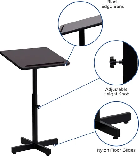 Vista 7 de Flash Furniture Mysta - Atril de metal de altura ajustable con superficie laminada fundida térmica