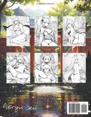 Vista 2 de Sexy Anime Coloring Book Fox Girls Manga Art & Anime Enthusiasts Stress Relief Naughty Adult Coloring