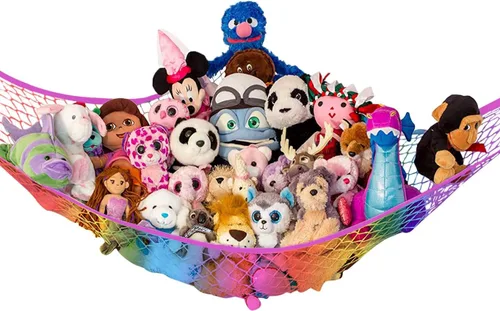 Vista 29 de Hamaca para animales de peluche, grande, almacenamiento de animales de peluche en esquina y red de peluche, hamaca de juguete para animales