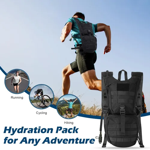 Vista 6 de Liliful Mochila táctica de hidratación con vejiga de agua de TPU de 3 l, mochila táctica Molle para agua, paquete de hidratación para hombres