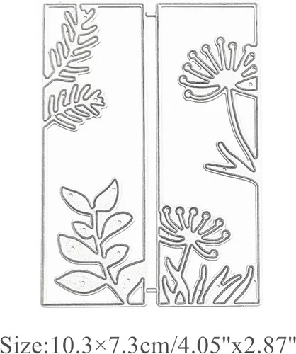 Vista 2 de 2 troqueles rectangulares de metal de hojas de flores, hojas de flores, plantillas de corte de boda para manualidades, álbumes de recortes, fotos
