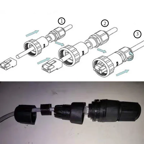 Vista 6 de 5 unids M25AP2 blindado RJ45 impermeable Cat5/5e/6 8P8C conector IP67 Ethernet LAN cable conector doble cabeza al aire libre LAN acoplador adaptador