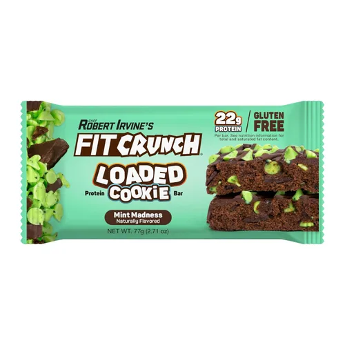 Vista 3 de FITCRUNCH - Barra de proteína de galletas cargada, alta proteína, sin gluten, aperitivo proteico (12 barras de galletas, locura de menta)