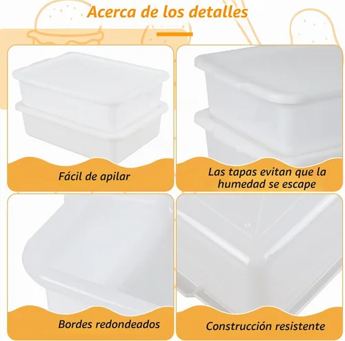Vista 3 de Paquete de 3 cajas para probar masa de pizza, caja para probar masa de pan y contenedor de masa con tapa, libre de BPA Cajas de levantamiento