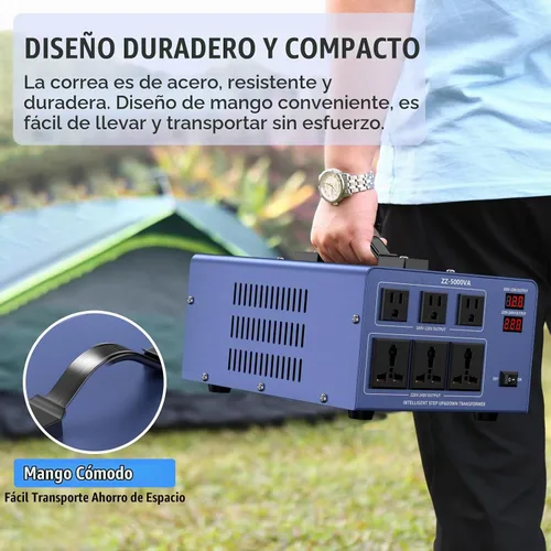Vista 7 de Transformador convertidor de voltaje de 5000 W, elevador y descendente, 110 V/120 V a 220 V/240 V, reconocimiento automático de voltaje, convertidor