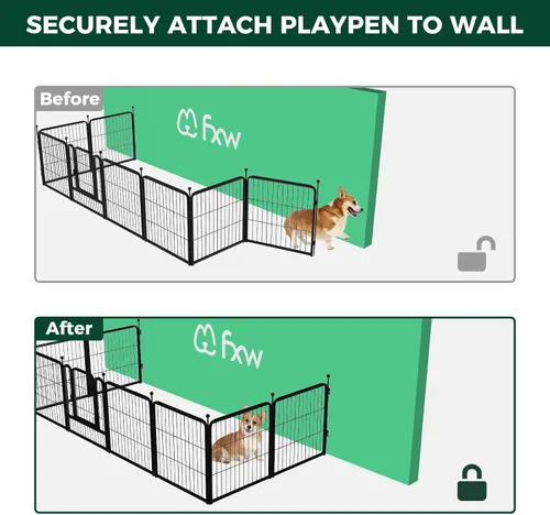 Vista 4 de FXW Anclajes de valla a pared, accesorios para corralitos para perros Negro