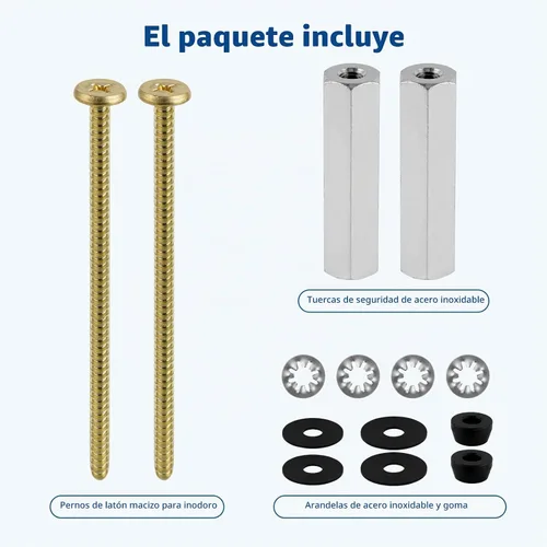 Vista 6 de Tornillos universales del asiento de inodoro del latón macizo, 2 pernos de asiento de inodoro del metal de las PC