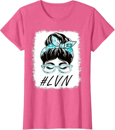 Vista 15 de LVN - Camiseta para mujer con licencia vocacional para enfermera, moño desordenado, Día Mundial de la Salud