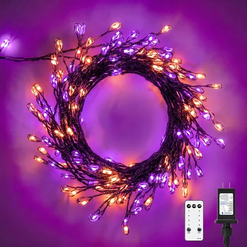 Vista 8 de Guirnalda de luces enchufables, 10 pies, 200 luces LED, alambre de cobre, impermeable, luces de petardo estrellado para techo, dormitorio, corona