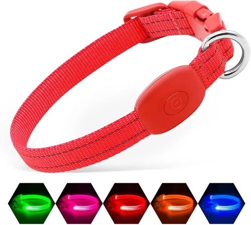 Vista 20 de Illumifun Collar LED para Perros Pequeños - Collar de Seguridad para Perros con Luz Recargable por USB, Collar con Luz de Correa de Nailon Ajustable