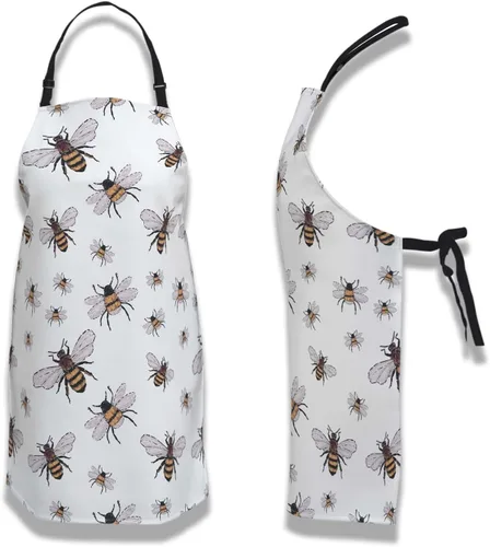 Vista 6 de Delantales divertidos para adultos y hombres, diseño de abeja grande, pequeño, divertido para insectos, para cocina, restaurante, barbacoa, pintura